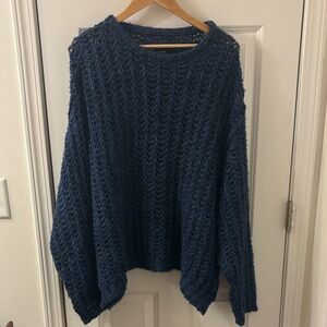 ASOS Oversized Textured Knit Navy Sweater